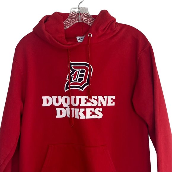 Champion Duquesne Dukes Hoodie Sweatshirt Red Size Small - Picture 3 of 7